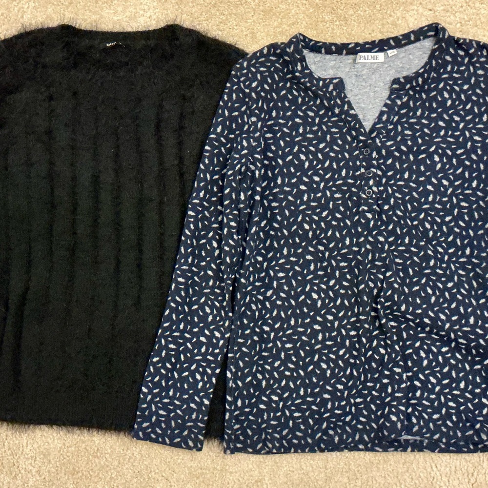 Black and Navy Blue Women's Sweater Set (L)